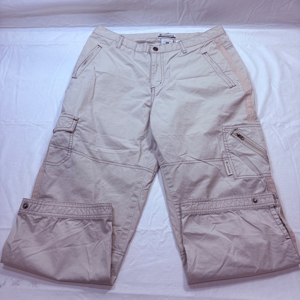 Columbia Womens Tan Cotton Cargo Capri Pants Hiking Utility Khaki Size 8 AL8240